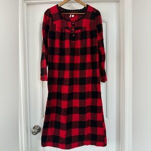 Nordstrom Red Buffalo Print Pajama Dress